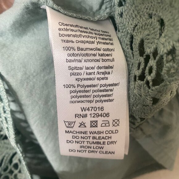 Alessa W. Collection Tunic Top Womens Size 22 Green Crochet Trim 3/4 Sleeves Boh - Picture 7 of 11